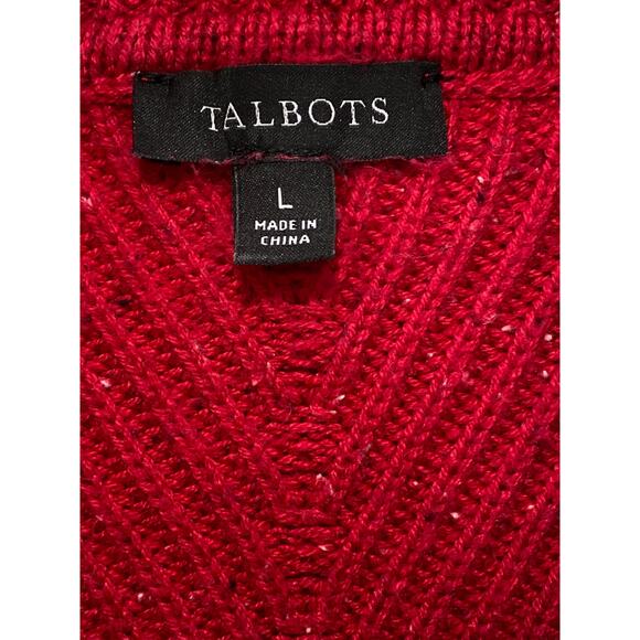 Talbots Cowl Neck Pullover Ribbed Knit Sweater Size L Speckled Red Quiet Luxury - Picture 6 of 7